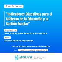 Abren inscripciones para el seminario “Indicadores Educativos para el Gobierno de la Educación y la Gestión Escolar”