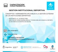 Invitan a curso de Gestión deportiva institucional en Caleta Olivia