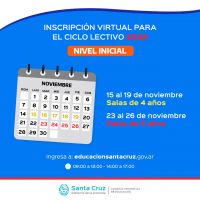 Inscripción Virtual Ciclo Lectivo 2022: Nivel Inicial
