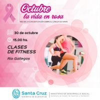 “Octubre la Vida en Rosa” cerrará con clases de fitness para la comunidad de Río Gallegos