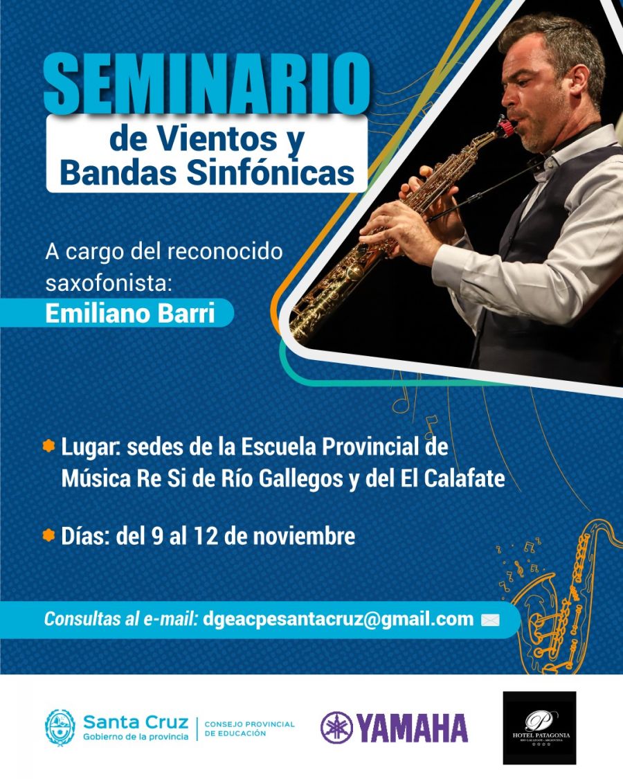 El reconocido saxofonista Emiliano Barri realizar un Seminario de