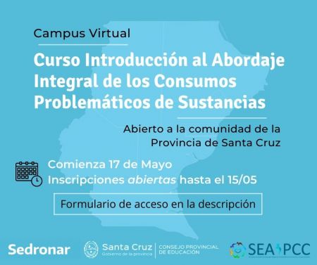 Invitan al “Curso de Introducción al Abordaje Integral de los Consumos Problemáticos de Sustancias”