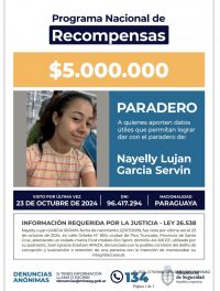 Recompensa por la joven desaparecida en Pico Truncado