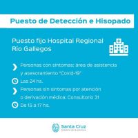 Continúa funcionando el Puesto de Detección e Hisopado en el Hospital Regional