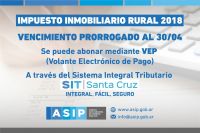 La ASIP prorrogó el vencimiento del impuesto inmobiliario rural