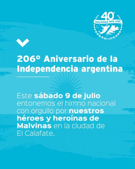Santa Cruz conmemorará el 206° Aniversario de la Independencia en El Calafate