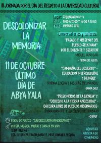 III° Jornada por el Día del Respeto a la Diversidad Cultural “Descolonizar la memoria”
