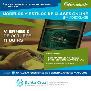 Educación invita a participar de la 2ª Video Clase sobre entornos virtuales para docentes de Adultos