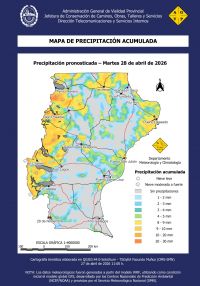 Martes 28 de abril: Se prevén precipitaciones para gran parte de la provincia de Santa Cruz