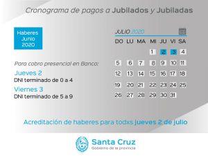 Cronograma de pago de jubilados y jubiladas de la provincia con terminación de DNI