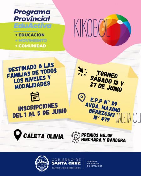 Educación invita a participar del Torneo de KikoBol en Caleta Olivia