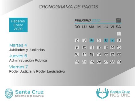 Cronograma de pago de haberes del Estado Provincial