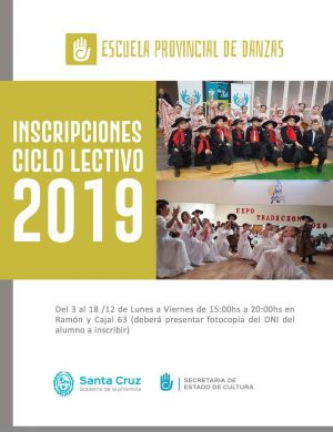 Abren las inscripciones para el ciclo lectivo 2019 en la Escuela Provincial de Danzas