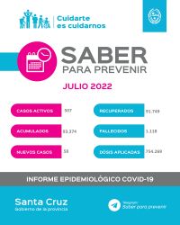 Saber Para Prevenir | Informe Epidemiológico | Sábado 16 de julio