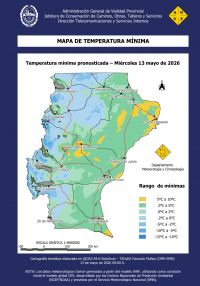 Mapa ttemperatura mínima para el 13 de mayo