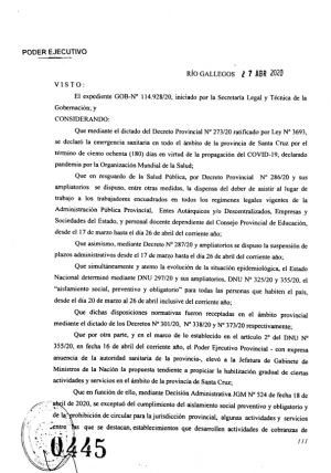 La provincia adhirió al DNU 408/20 extendiendo el aislamiento hasta el 10 de mayo