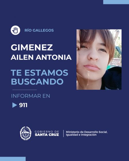 Se solicita colaboración para dar con el paradero de Ailén Antonia Giménez