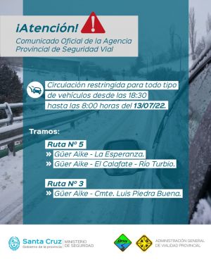 Seguridad Vial: conocé cuales son las rutas que presentan restricciones para circular