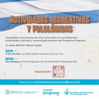 Se llevarán adelante actividades recreativas y folclóricas en el Punto Progresar Sede Río Gallegos