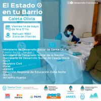 Se realizará la jornada “El Estado en tu Barrio” en Caleta Olivia