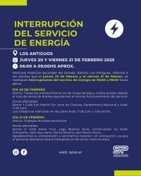 Los Antiguos: Interrupción programada de energía eléctrica