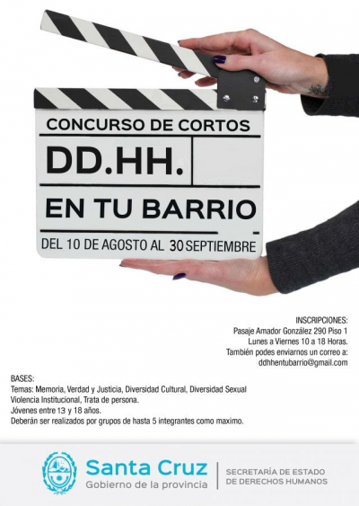 Extendieron el plazo para participar en el concurso de cortos “Derechos Humanos en tu barrio”