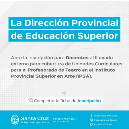 Se encuentra abierta inscripción para el Profesorado de Teatro en el IPSA