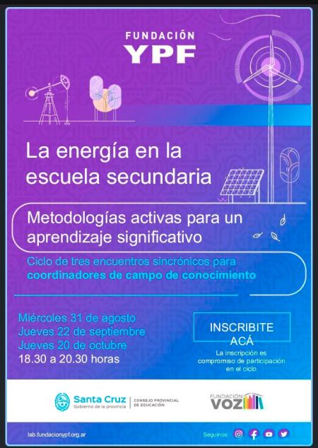 Convocatoria abierta para el ciclo “La energía en la escuela. Metodología activa para un aprendizaje significativo”