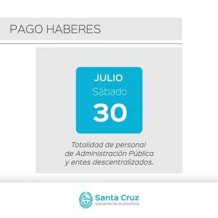 Pago de haberes a empleados y empleadas de la Administración Pública