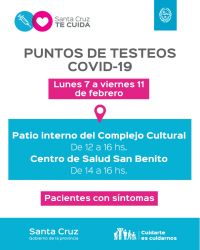 Del 7 de enero al 11 de febrero: detalles de los puestos de testeo