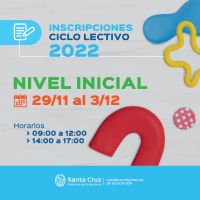 Inscripción Ciclo Lectivo 2022: Nivel Inicial, Sala de 3 Años