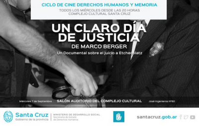 Este miércoles continuará el Ciclo de cine “Derechos Humanos y Memoria” en el Complejo Cultural