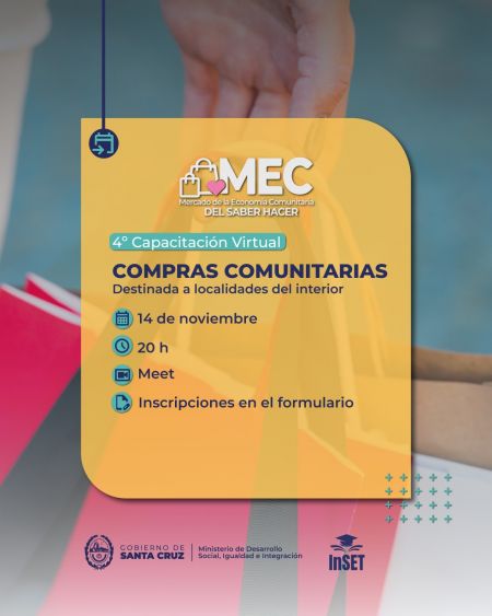 Emprendedores de la Economía Social participarán de una nueva capacitación virtual sobre “Compras comunitarias”