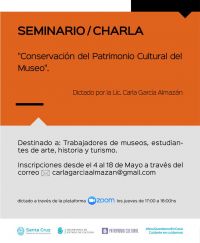 El próximo lunes comenzarán las inscripciones para la  capacitación “Conservación del Patrimonio Cultural del Museo”