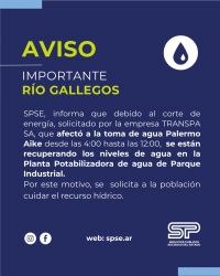 Río Gallegos: Comunicado de Servicios Públicos