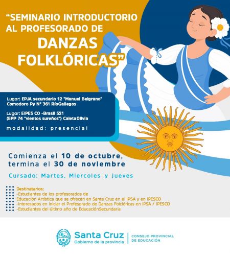 Educación realizará el Seminario Taller “Introductorio al profesorado de Danzas Folklóricas”