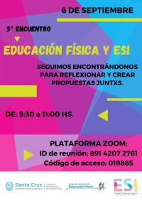 El próximo lunes se realizará el 5º Encuentro de Educación Física y Educación Sexual Integral