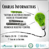 Invitan a charla informativa sobre “Sistema de Gestión de Envases Vacíos de Fitosanitarios”