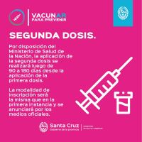 Segunda Dosis: Se aplicará de 90 a 180 días desde la inoculación de la primera