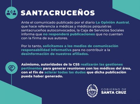 Comunicado de la Caja de Servicios Sociales