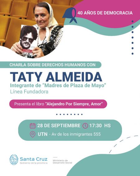 Taty Almeida disertará sobre Derechos Humanos en Río Gallegos