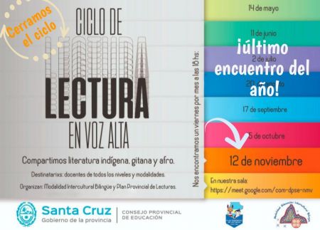 Invitan a participar del 7° y último encuentro del Ciclo de Lectura en Voz Alta