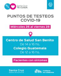 Puntos de Testeos COVID – 19: Conocé los horarios de atención en Río Gallegos
