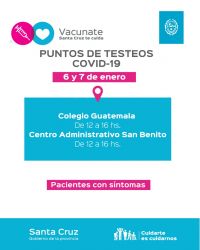 A tener en cuenta: 6 y 7 de enero continuarán los testeos y la vacunación en Río Gallegos