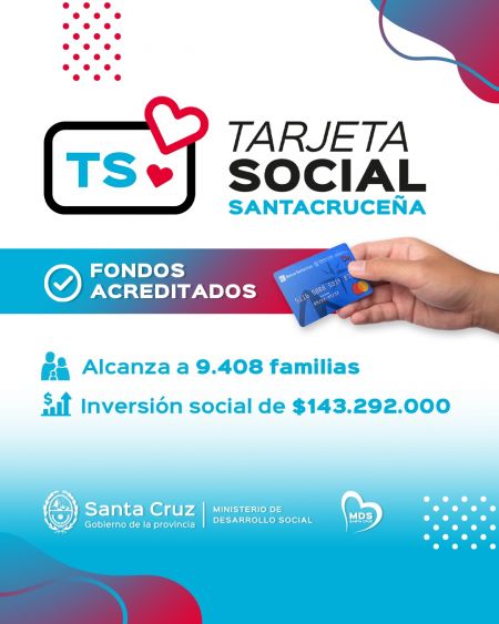 Se acreditaron los fondos de la Tarjeta Social Santacruceña