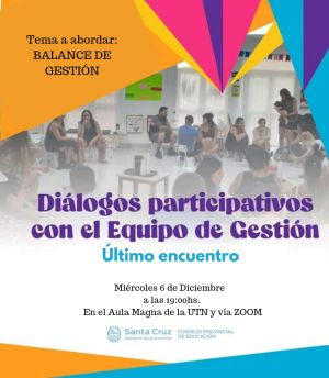 Invitan a participar del último encuentro de “Diálogos Participativos con el equipo de Gestión”