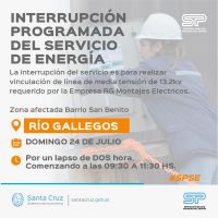 Servicios Públicos realizará tareas de vinculación de línea de media tensión en Río Gallegos
