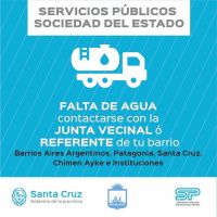 Servicios Públicos realizará entrega de agua potable en barrios de Río Gallegos