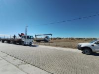 Servicios Públicos trabaja en la obra de red eléctrica para el nuevo camping en Río Gallegos