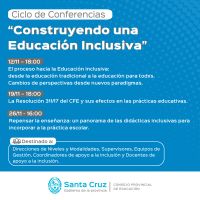 Ciclo de Conferencias “Construyendo una Educación inclusiva”: Propone tres importantes temáticas